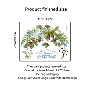 Merry Christmas electrostatic window sticker with pine cones and red berries 35x27cm
