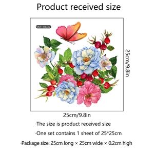Watercolor floral and butterfly self-adhesive PVC toilet wall sticker MS4137B-ZC