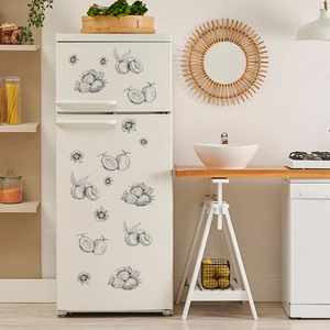 Minimalist hand-drawn fruit wall stickers set for kitchen and refrigerator decor