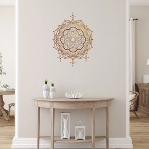 Golden mandala wall sticker with intricate geometric pattern for elegant home wall decor