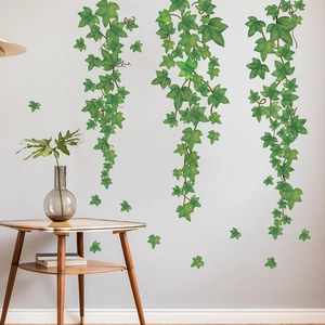 Vertical green ivy vine wall stickers for home living room and bedroom decor