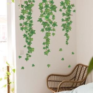 Lush green ivy vine wall stickers set for living room and bedroom home wall decoration