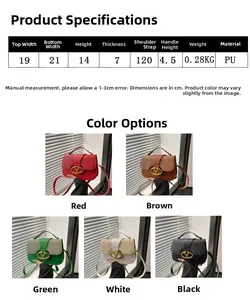 Detailed size chart and dimensions for the minimalist PU leather saddle shoulder bag
