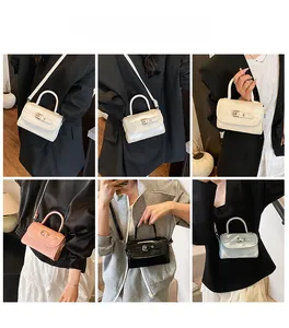 Collage of glossy crocodile texture crossbody bags in white pink black and blue
