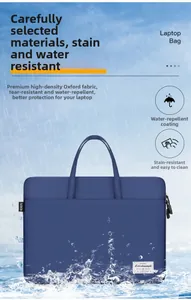 Close-up of water-resistant high-density Oxford fabric on a durable navy laptop bag