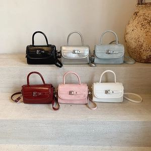 Glossy patent leather crossbody bags for women in six colors with top handle design