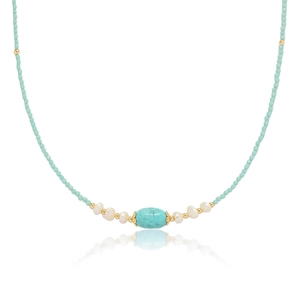 Vintage Palace Style Beaded Necklace Choker With Natural Freshwater Pearl And Turquoise Stone Alloy Beads For Women