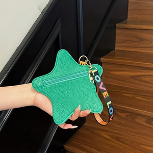 Star Shaped Mini Crossbody Bag Litchi PU Leather Coin Purse With LOVE Letter Webbing Strap Sweet Versatile Women