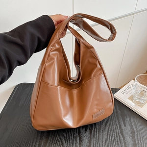 Women Large Capacity Retro Soft PU Leather Tote Bag Minimalist Hobo Shoulder Bag For Daily College Commute Fashion Handbag
