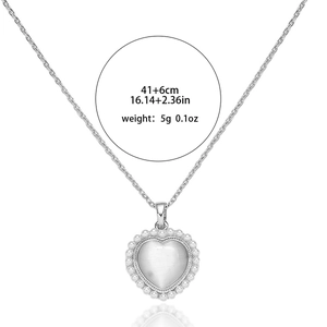 Collana cuore argento con pietra occhio di gatto e perle, lunga 41+6cm, peso 5g
