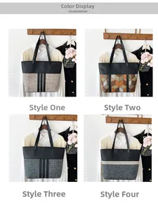 Color options of large capacity tote bags with ethnic patchwork design in four styles