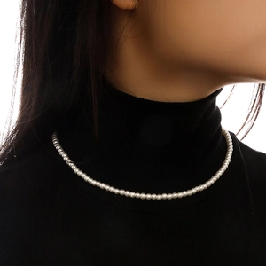 Elegant Faux Artificial Pearl Necklace With Alloy Clasp Extension Chain For Women Simple Minimalist Office Style Jewelry Gift