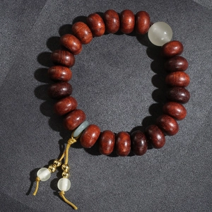 Bracelet En Perles De Bois Avec Imitation Jade Et Gland Style Zen Ethnique Vintage Marron Pour Femmes Hommes