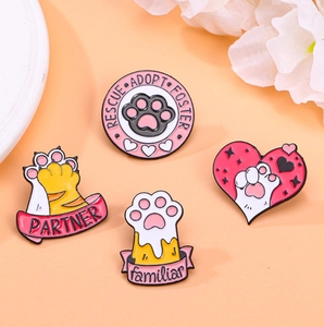 Creative Cat Paw Enamel Pin Metal Brooch Badge Rescue Adopt Foster Partner Familiar Letter Pin For Clothes Bags Women Jewelry