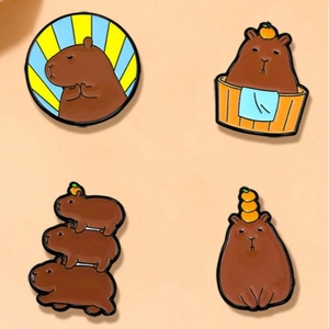 Épingle Émaillée Mignonne Capybara Alliage Dessin Animé Animal Broche Badge Pour Vêtements Sacs Bijoux Créatifs