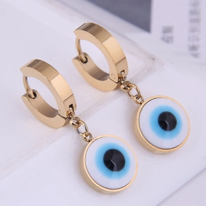 Boucles D'oreilles Créoles Mauvais Œil Acier Inoxydable Nazar Pendentif Bijoux Élégants Pour Femmes