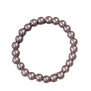 Elegant 8mm round pearl bracelet for women with purple metallic luster on white background