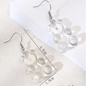 Fashionable white gummy bear drop earrings with silver hooks for women, 4.8cm height