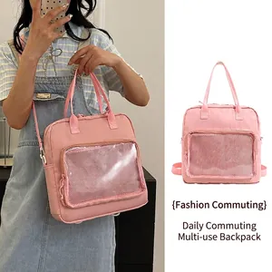 Japanese Style Transparent Ita Bag For Women Multi-use Nylon Backpack Handheld Shoulder Crossbody Bag For School Travel
