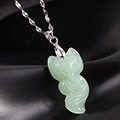 Collar Con Colgante De Zorro Cadena De Acero Inoxidable Piedra De Jade Artificial Joyería De Animales Para Mujeres