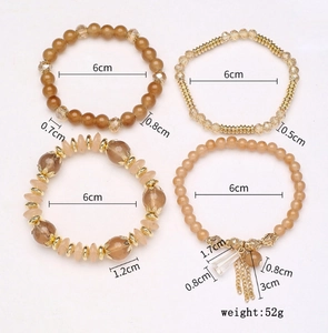 Detailed view of bohemian glass bead bracelets with dimensions and weight specs