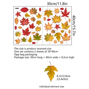 Autumn maple leaf wall decals set with 2 sheets of colorful self-adhesive stickers