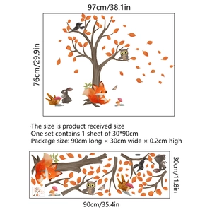 Spécifications de taille pour stickers muraux animaux forêt avec renards et hiboux
