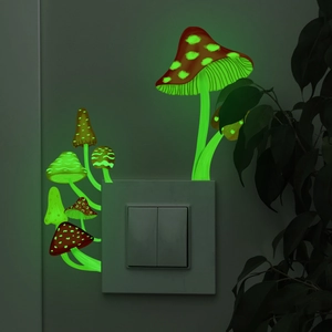 Luminous Mushroom Wall Stickers PVC Glow In The Dark Removable Self Adhesive Decals For Light Switch Outlet Decoration Cartoon