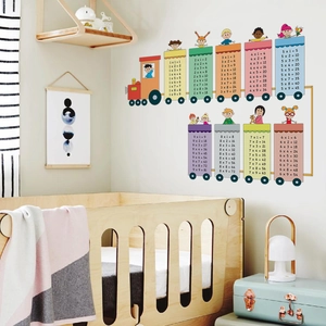 Colorful multiplication table train wall stickers for educational nursery decoration