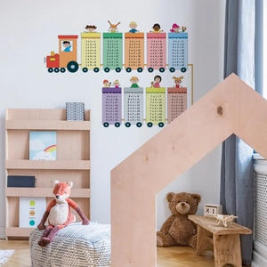 Cartoon train wall sticker with colorful multiplication tables for kids room nursery decor
