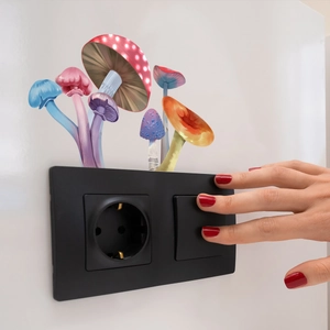 Luminous hand-drawn colorful mushroom stickers for light switch and wall decoration