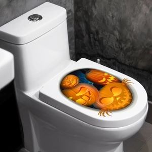 Adesivi per zucca di Halloween 3D con effetto luminoso su un coperchio del water
