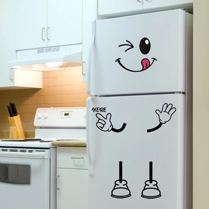 Funny black cartoon face and limbs self-adhesive wall stickers for fridge decoration