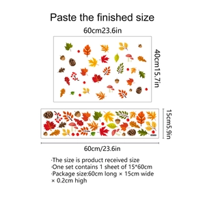 Autumn maple leaf and mushroom static window clings double-sided decorative stickers