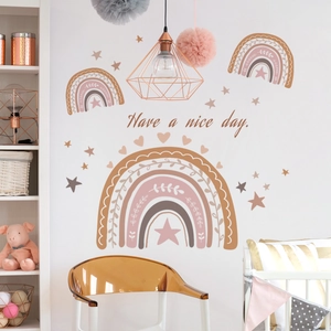 Adesivi murali per bambini con arcobaleni Morandi e stelle per decorazione camera