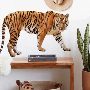 Realistic tiger wall sticker decor for living room featuring vibrant orange and black stripes