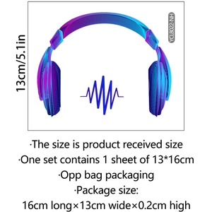 Luminous headphones wall sticker decoration for bedroom measuring 13cm in height