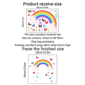Guide détaillé des dimensions pour stickers muraux arc-en-ciel avec mesures précises