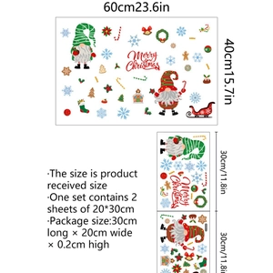Stickers muraux gnomes de Noël et flocons pour décoration festive de maison