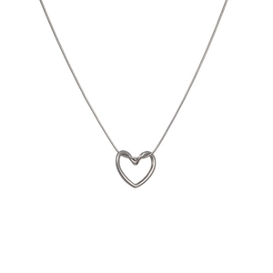 Elegant silver heart pendant necklace with minimalist snake chain for daily wear