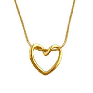 Minimalist 14K gold plated stainless steel necklace with hollow heart pendant for women