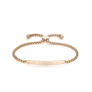 Bracelet ajustable en acier rose gold avec gravure Forever Love Only You