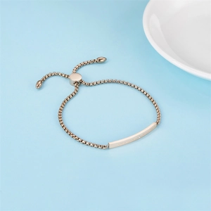 Bracelet ajustable en or rose acier inoxydable gravé Forever Love et Only You