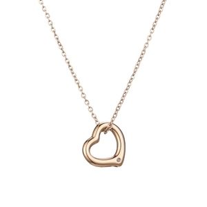 Elegante collana in oro rosa con ciondolo a cuore traforato e cristallo per donna