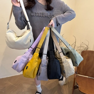 Large capacity nylon crossbody bag for women in seven stylish colors and crescent shape