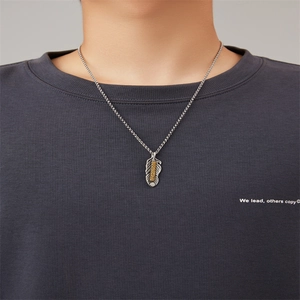 Vintage Men's Titanium Steel Feather Pendant Necklace Indian Tribal Style Gold Silver Plated Streetwear Jewelry Gift