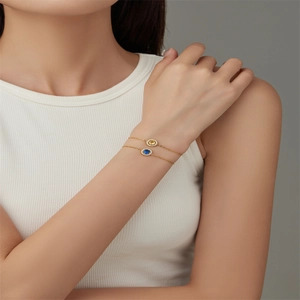 Stainless Steel Zircon Necklace Colored Gemstone Round Pendant Elegant Fashion Jewelry For Women