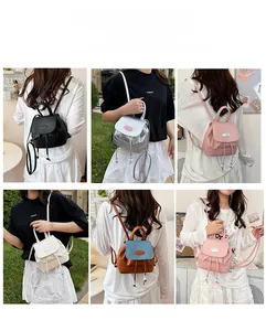 Collage showing versatile carrying ways for the PU leather backpack in various trendy colors