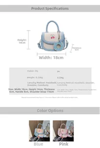 Detailed view of sweet PU leather saddle bag with cherry pattern and donut charm detail
