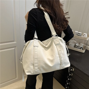 White minimalist large capacity tote bag with adjustable strap for travel and daily commute